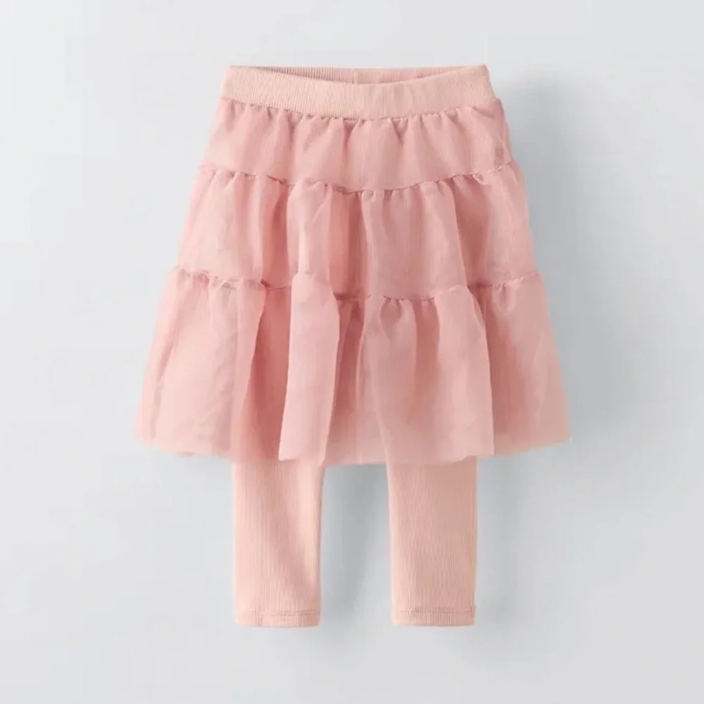 Zara Kids tutu skirt with leggings ribbed blush pink toddler girl tulle